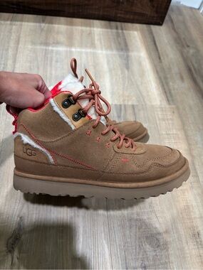 UGG Highland Hi Heritage Chestnut Suede Winter Boot with Red Trim